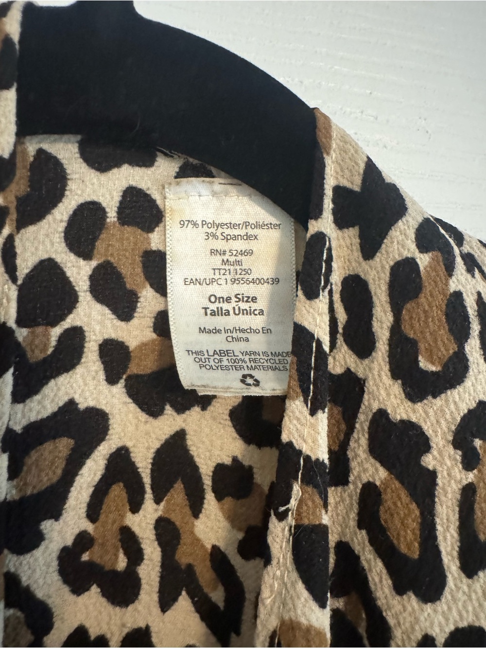 Leopard Print Open Front Kimono - Women's Beige/Black - Picture 3 of 3